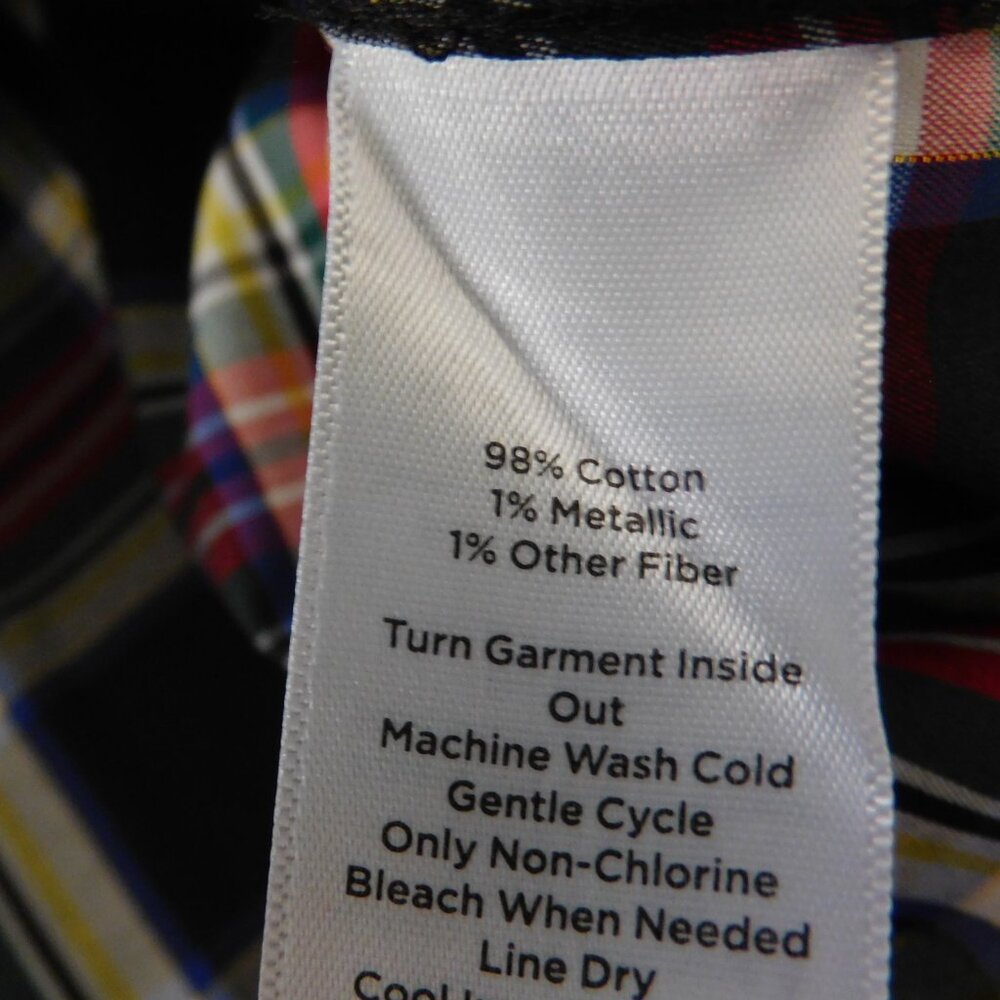 NEW Talbots Non-Iron‎  Button Down Shirt Women's Size 4 Black Red Plaid Gold - Picture 5 of 7